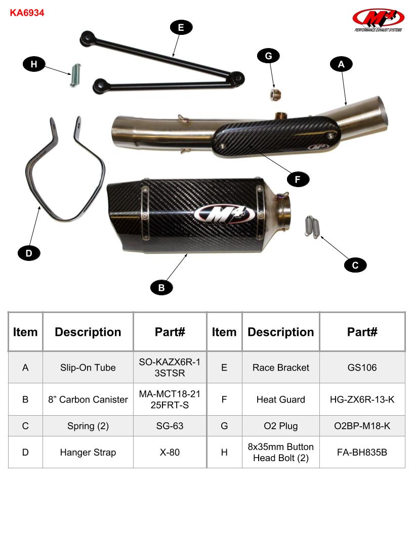M4 Exhaust 2009-2026 Kawasaki ZX-6R Slip-On Tech1 Carbon