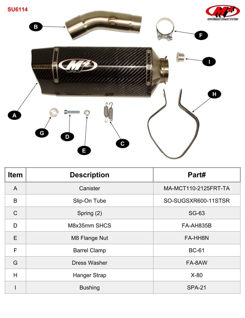 M4 Exhaust 2011-2026 Suzuki GSX-R600/750 Slip-On Tech1 Carbon