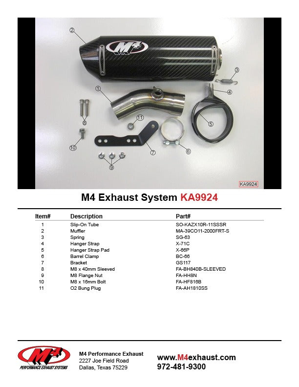 M4 Exhaust 2011 Kawasaki ZX10R Street Slayer Slip On – Carbon