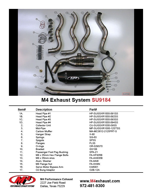 M4 Exhaust 2012-2016 Suzuki GSX-R1000 Full System Carbon MC36