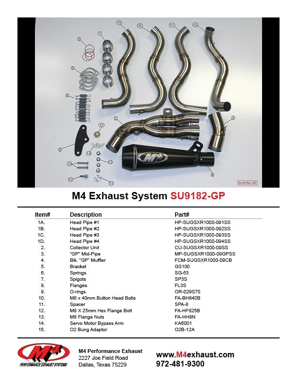 M4 Exhaust 2012-2016 Suzuki GSX-R1000 Full System GP Black
