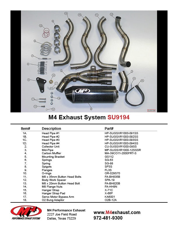 M4 Exhaust 2012-2016 Suzuki GSX-R1000 Full System Street Slayer Carbon