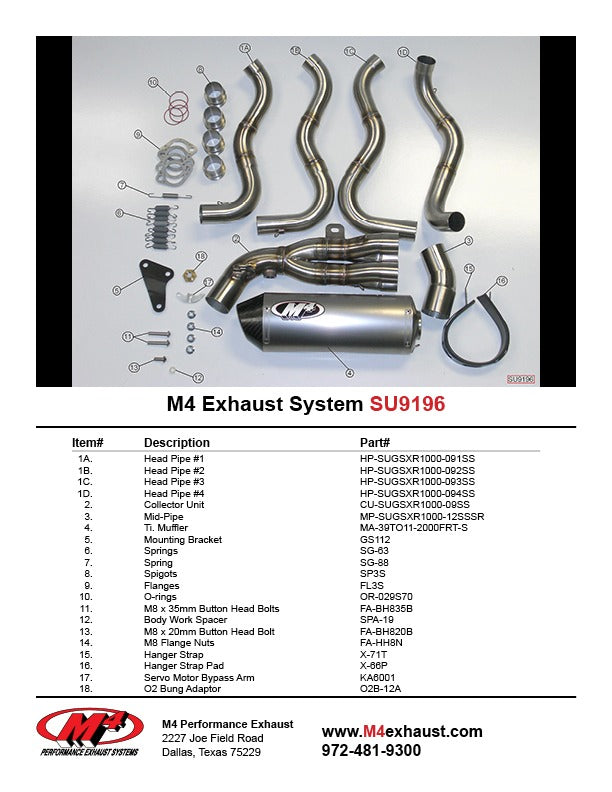 M4 Exhaust 2012-2016 Suzuki GSX-R1000 Full System Street Slayer Titanium