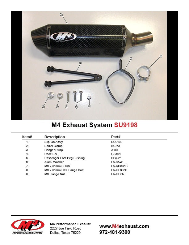M4 Exhaust 2012-2016 Suzuki GSX-R1000 Slip-On Carbon MC36