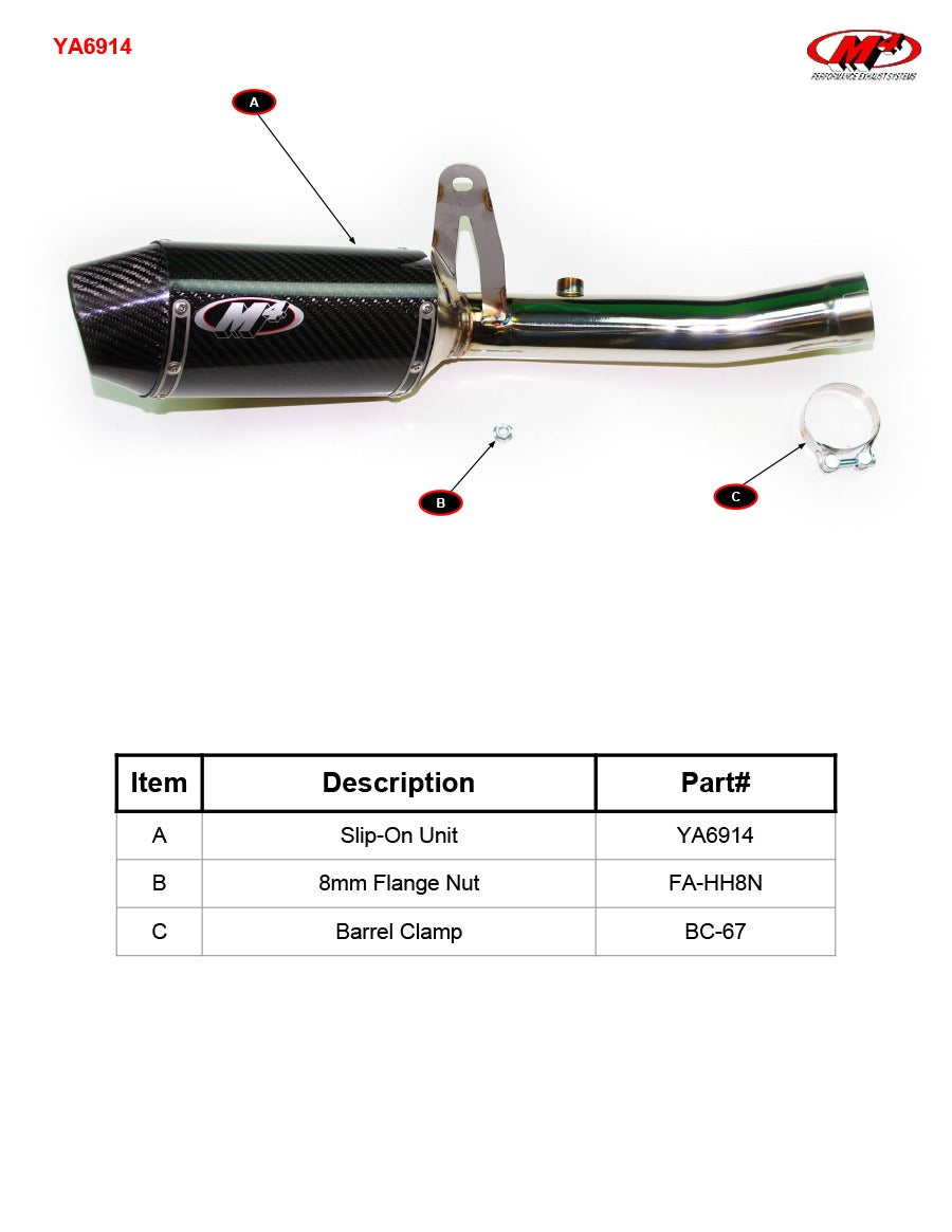 M4 Exhaust 2014-2020 Yamaha FZ-09 Slip-On Carbon