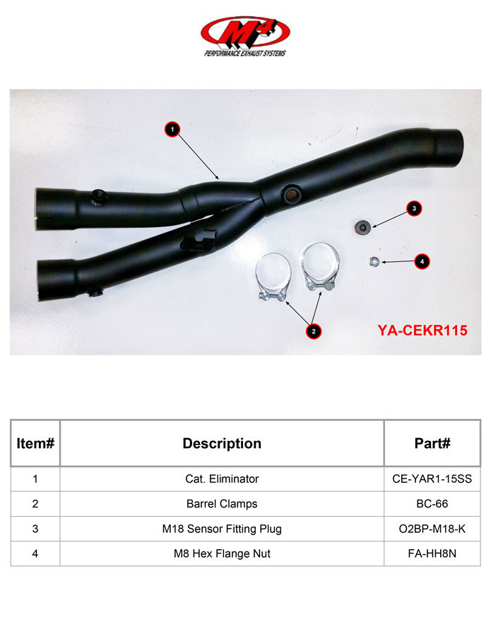 M4 Exhaust 2015-2026 Yamaha R1 CAT Eliminator Black