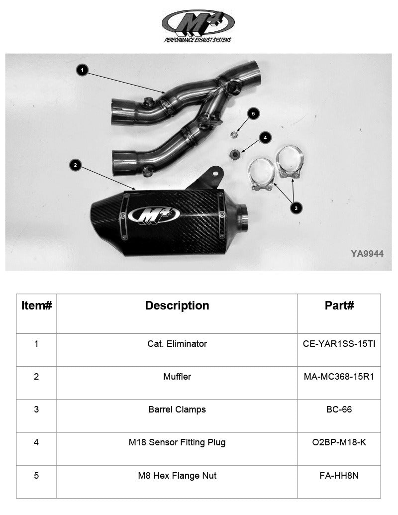 M4 Exhaust 2015-2026 Yamaha R1 Street Slayer Half System