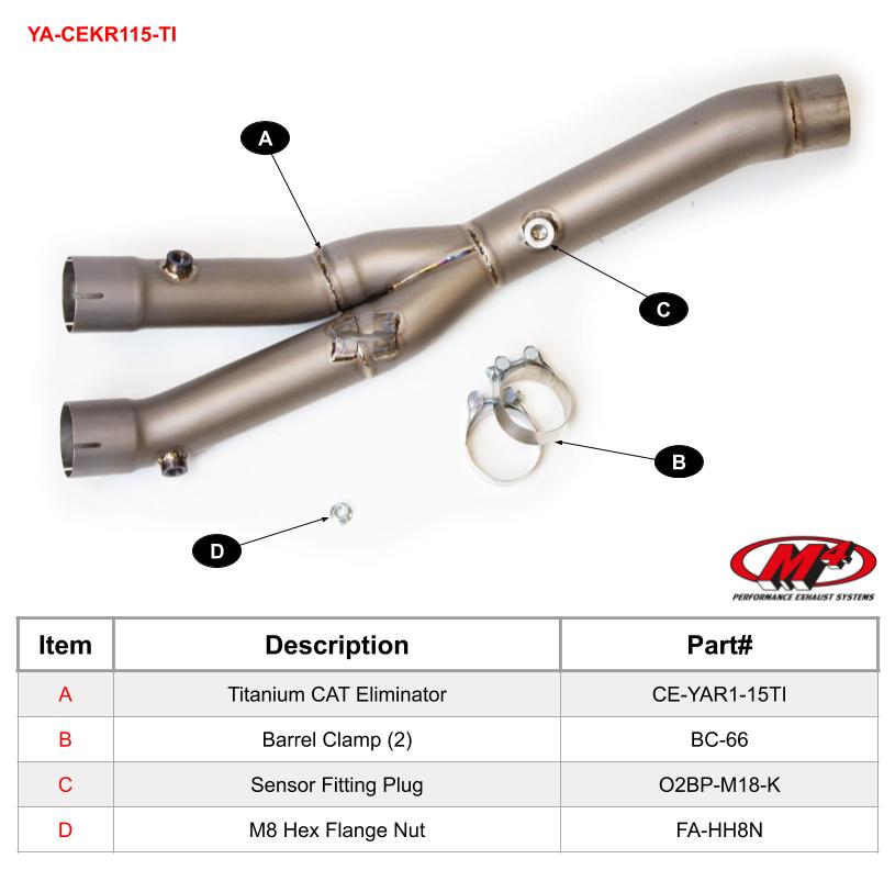 M4 Exhaust 2015-2026 Yamaha R1 Titanium CAT Eliminator