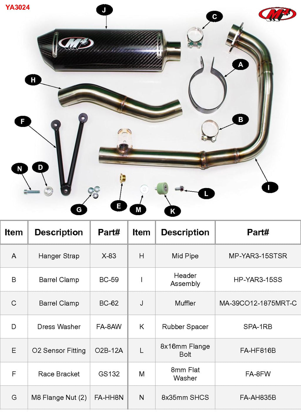 M4 Exhaust 2015-2026 Yamaha R3/MT-03 Full System Carbon