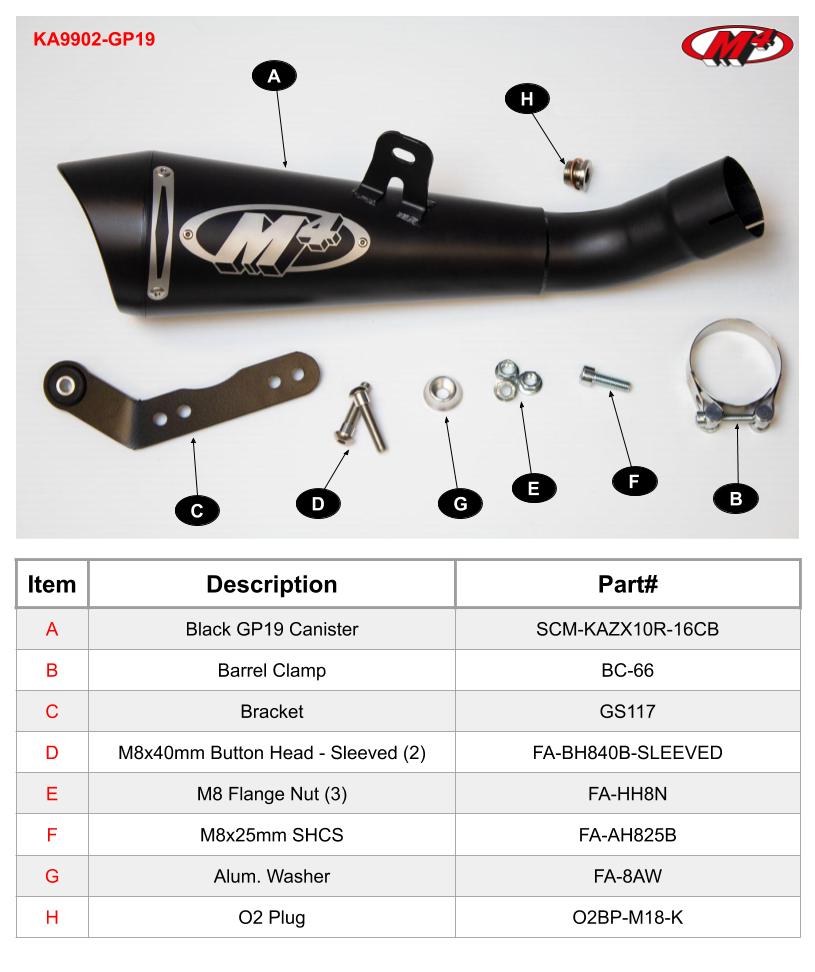 M4 Exhaust 2016-2020 Kawasaki ZX-10R Slip-On GP19 Black