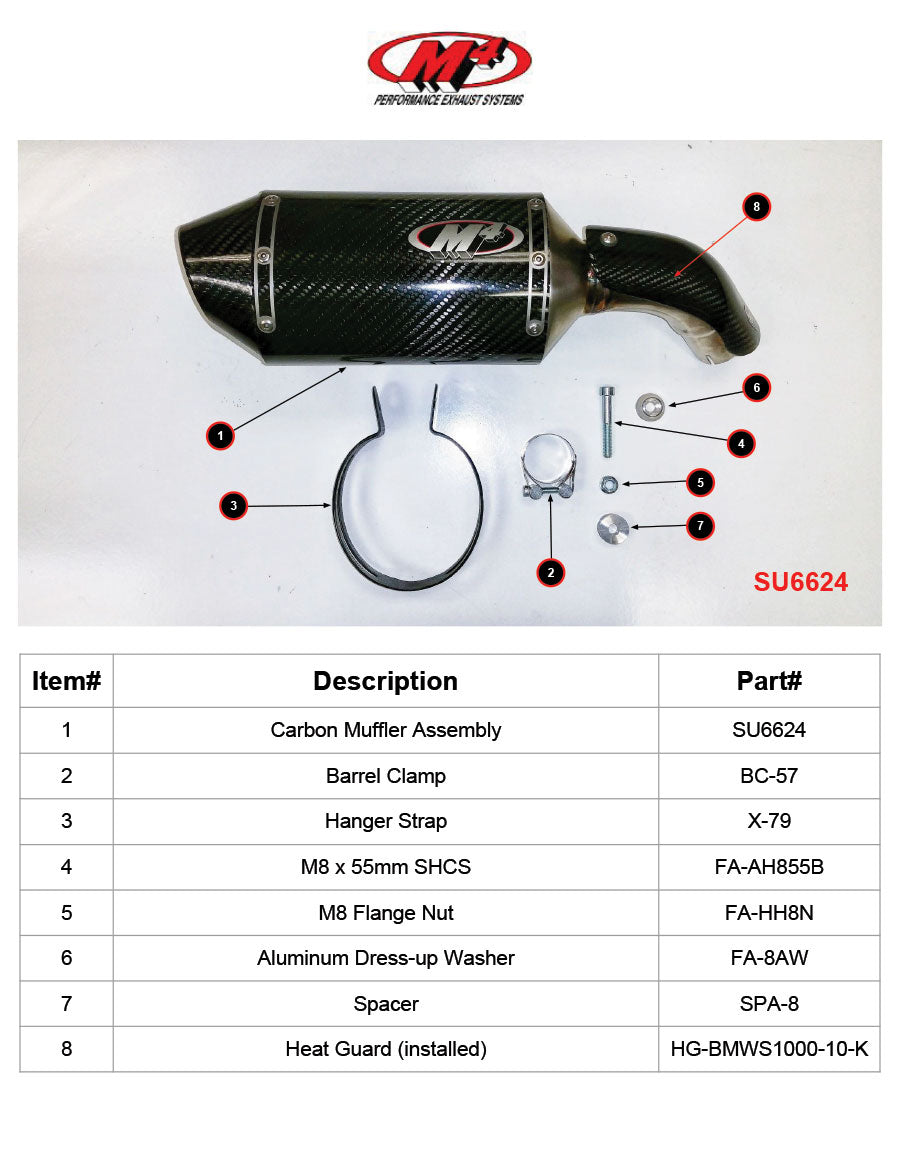 M4 Exhaust 2017-2022 Suzuki SV650 Slip-On Carbon