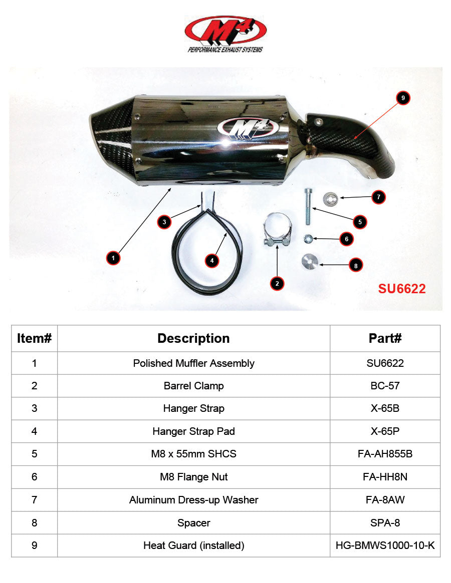 M4 Exhaust 2017-2022 Suzuki SV650 Slip-On Polished