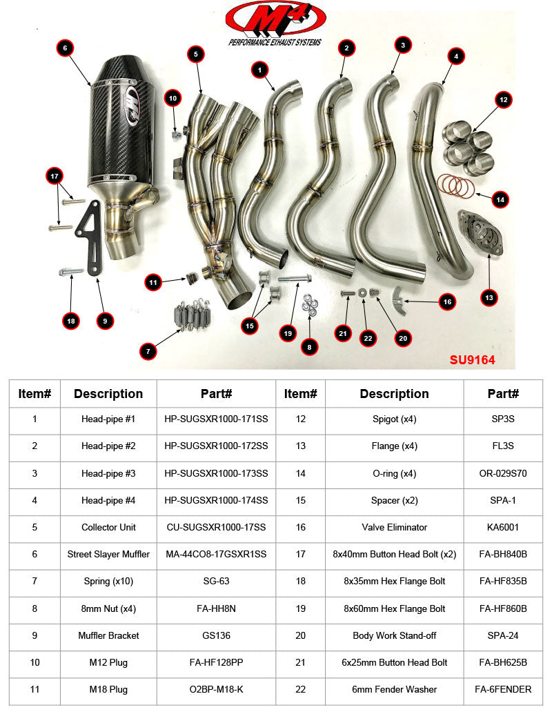 M4 Exhaust 2017-2026 Suzuki GSX-R1000 Full System Street Slayer Carbon