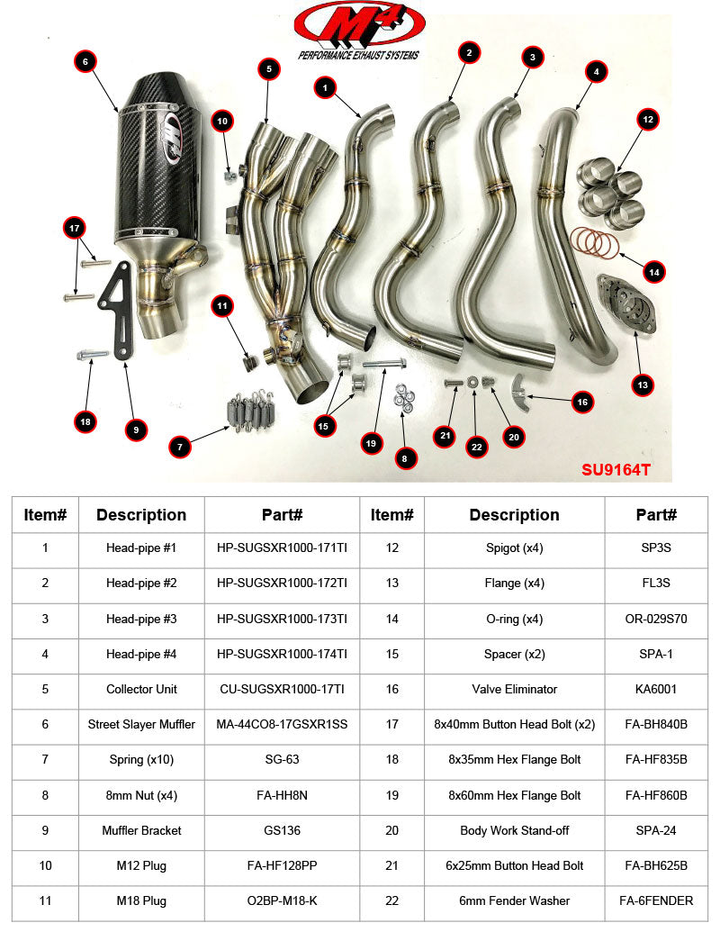 M4 Exhaust 2017-2026 Suzuki GSX-R1000 Titanium Full System Street Slayer Carbon