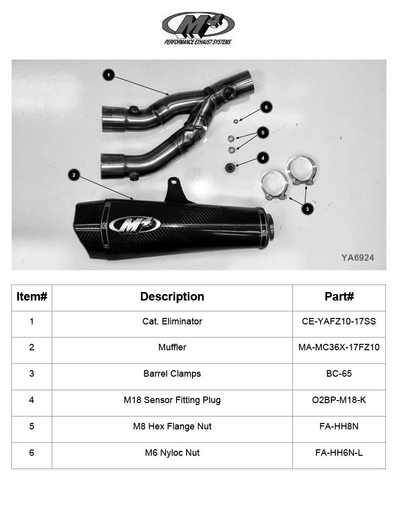 M4 Exhaust 2017-2026 Yamaha FZ-10/MT-10 Slip-On X Model Carbon