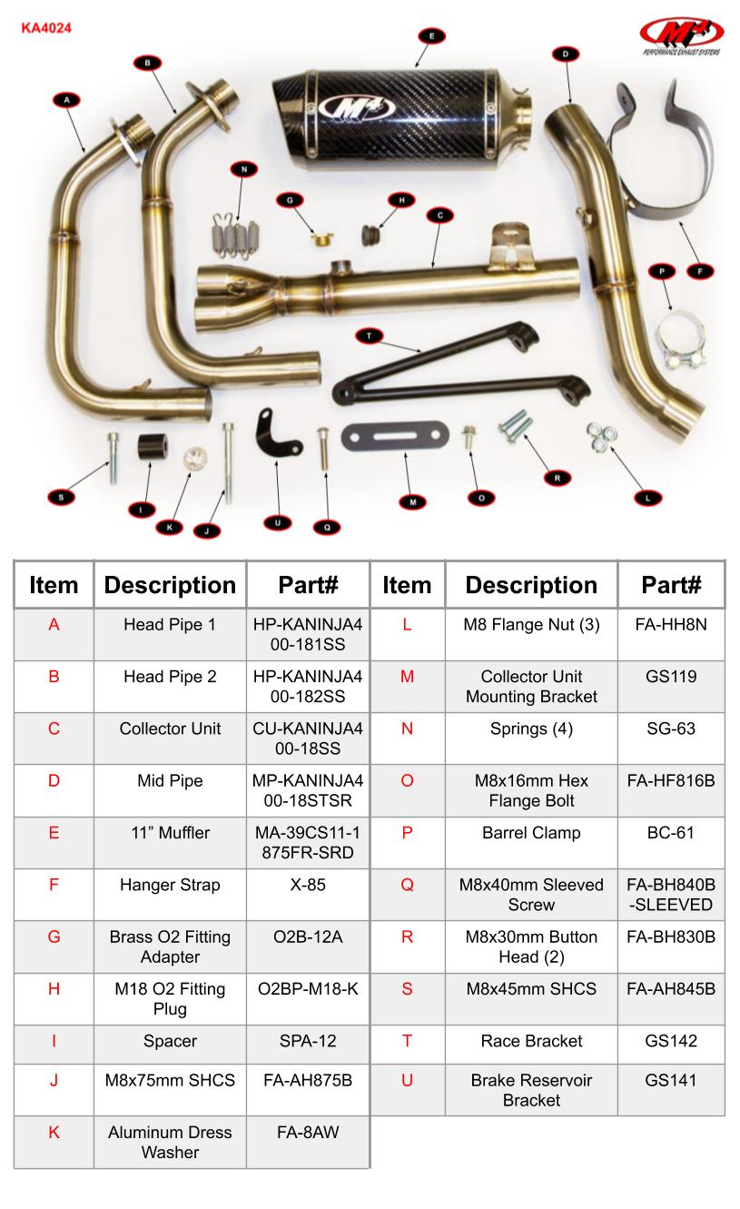 M4 Exhaust 2018-2026 Kawasaki Ninja 400/500/Z Full System