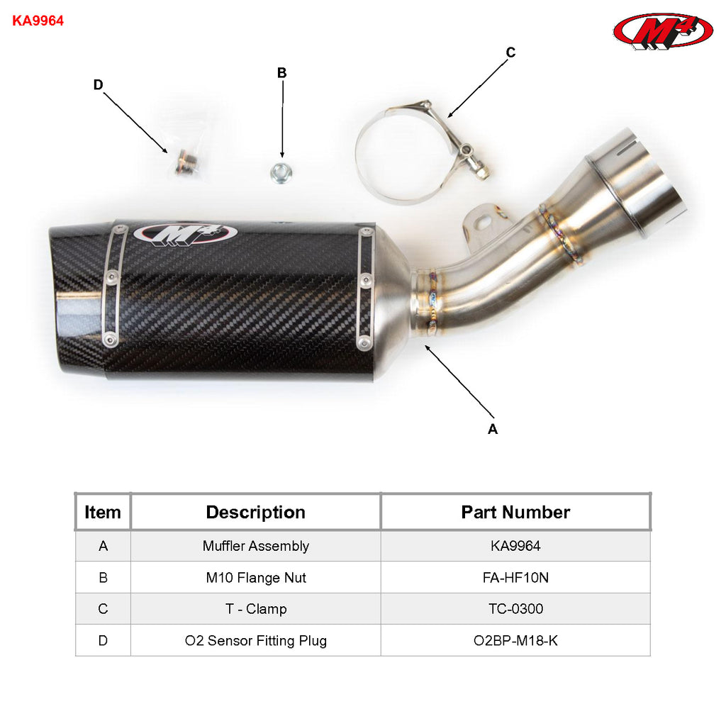 M4 Exhaust 2021-2026 Kawasaki ZX-10R Slip-On Street Slayer Carbon