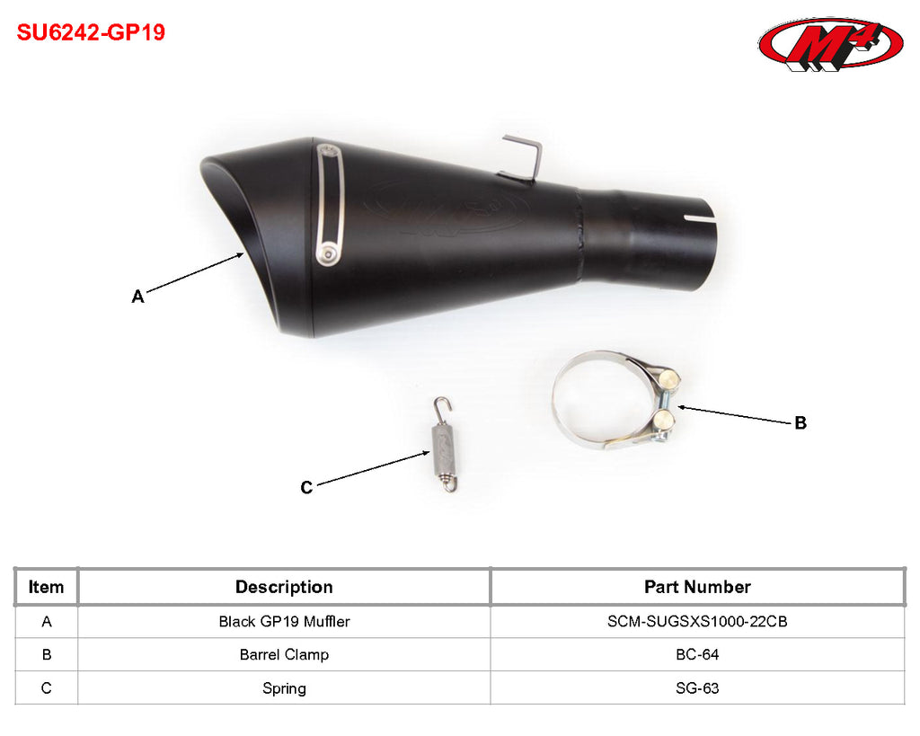 M4 Exhaust 2021-2026 Suzuki GSX-S1000 Slip-On GP19 Black