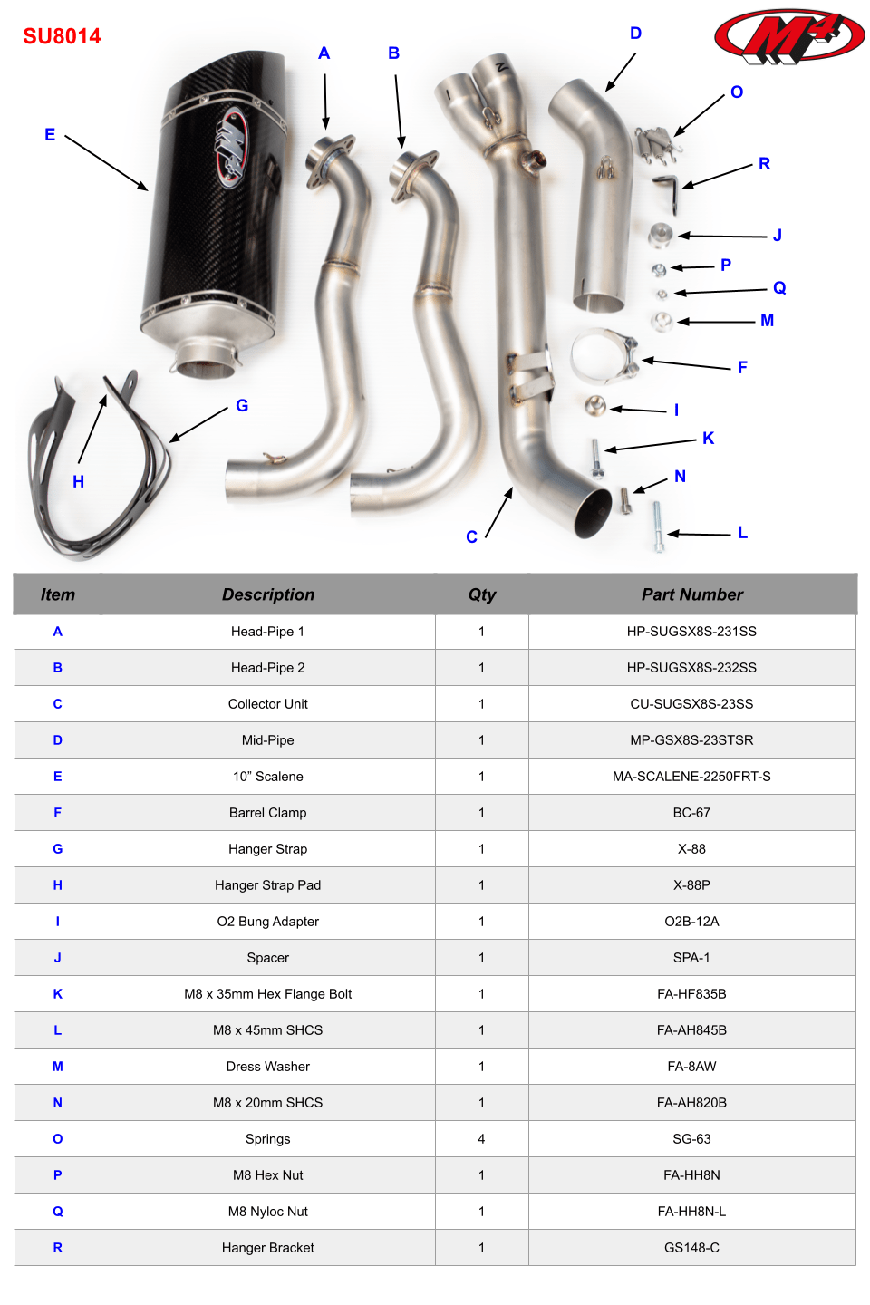 M4 Exhaust 2023-2026 Suzuki GSX-8S/R Full System Scalene Carbon Canister