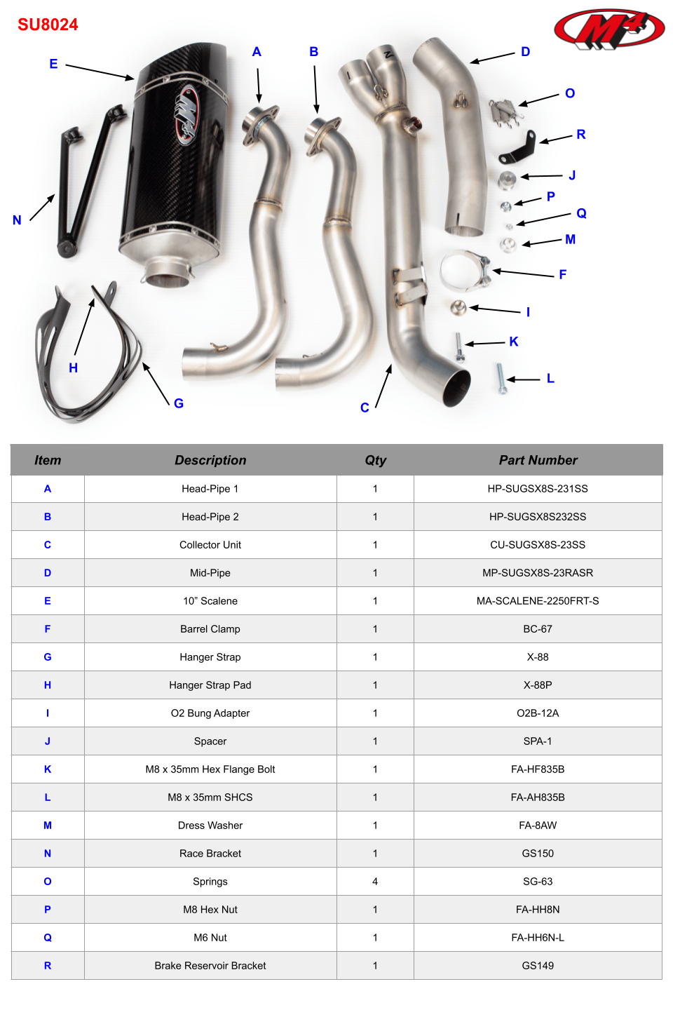 M4 Exhaust 2023-2026 Suzuki GSX-8S/R Race Full System Scalene Carbon Canister