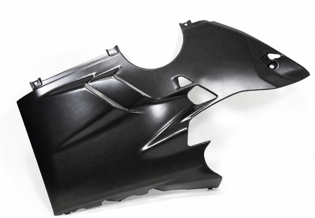 Matte carbon fiber left bellypan for Ducati Panigale V4, V4 S and V4 R