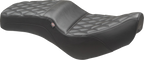 MUSTANG Squareback One-Piece Seat - Squareback Seat / Black / Double Diamond / Rebel 300/500 '17-'23 0810-2395
