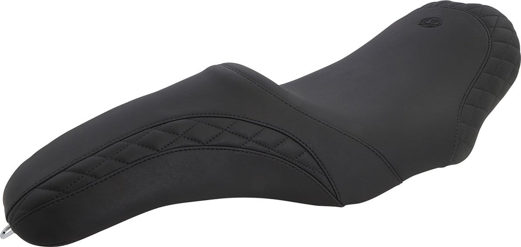 MUSTANG Tripper Fastback™ Seat for Yaffe Tank - Seat / Tripper Fastback™ / Stitched w/ Small Diamond-Stitched Inlays / Black / FL '08-'25 0801-1171