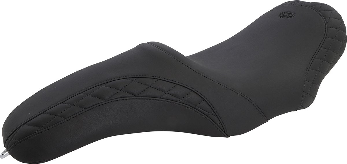 MUSTANG Tripper Fastback™ Seat for Yaffe Tank - Seat / Tripper Fastback™ / Stitched w/ Small Diamond-Stitched Inlays / Black / FL '08-'25 0801-1171