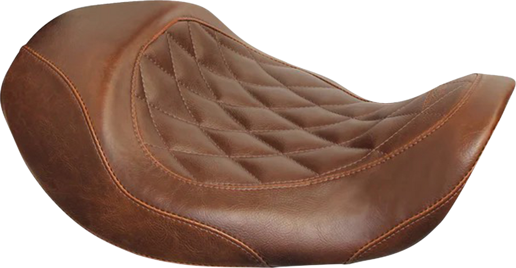 MUSTANG Wide Tripper™ Seat - Forward Wide Tripper Solo Seat / Diamond / Brown / Dyna '06-'17 0803-0402