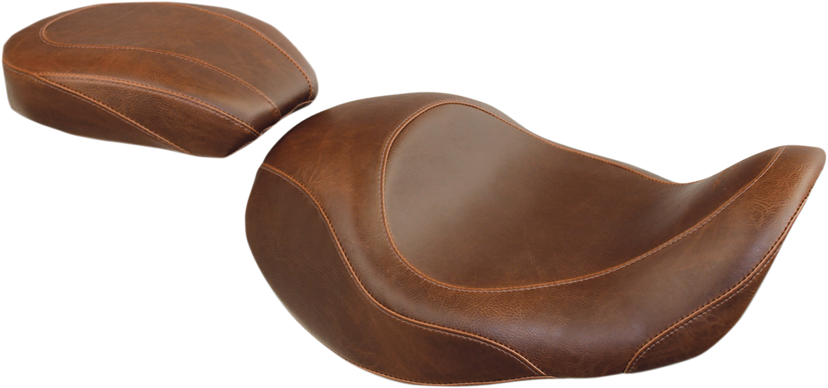 MUSTANG Wide Tripper™ Seat - Forward Wide Tripper Solo Seat / Plain / Brown / Dyna '06-'17 0803-0400
