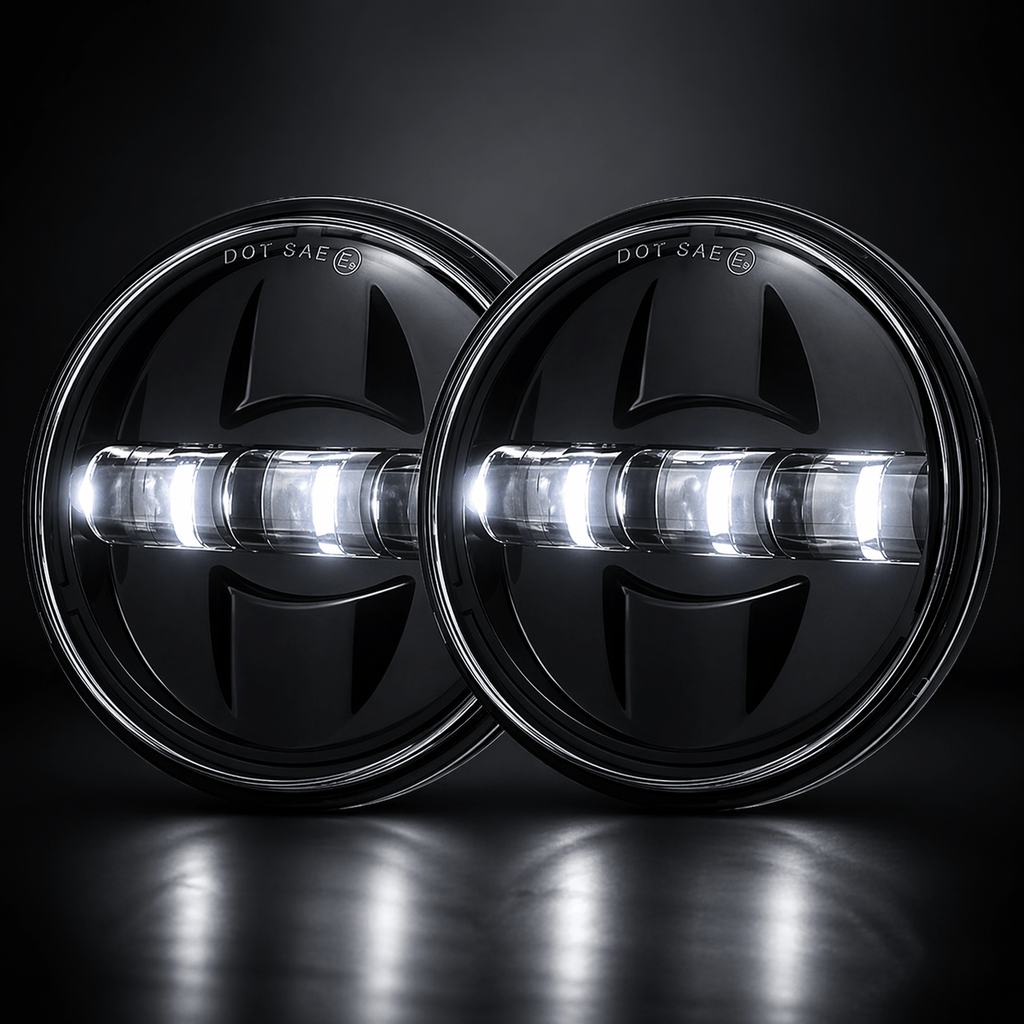 Eagle Lights 7" LED Headlight and 4.5" LED Passing Light Kit for Harley-Davidson® and Indian® Motorcycles - Generation III / Black