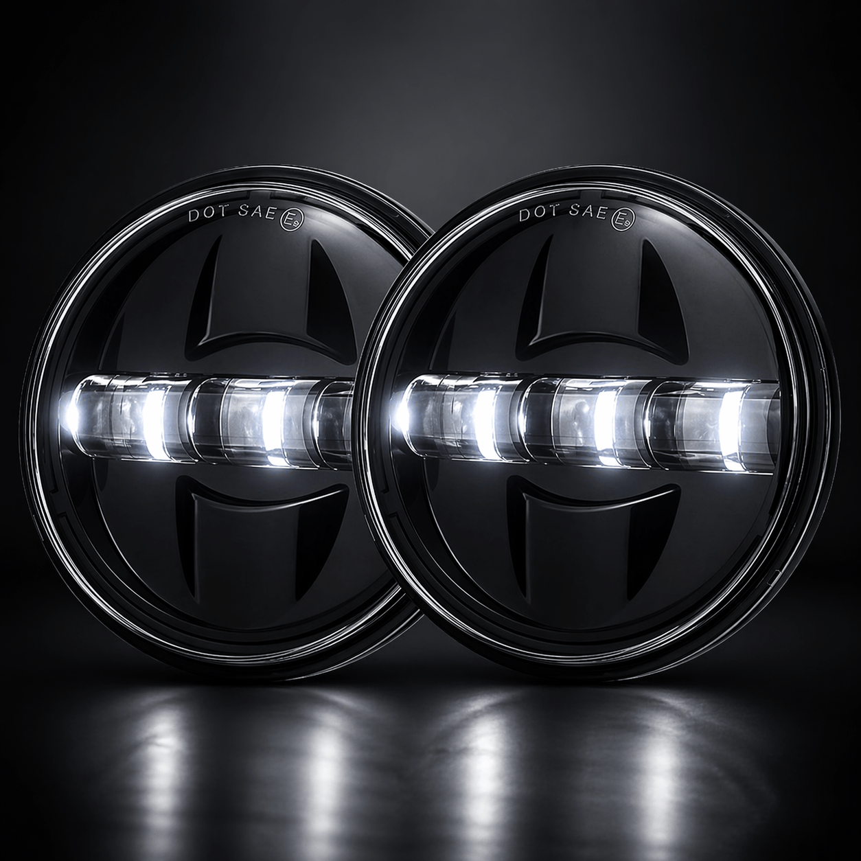 Eagle Lights 7" LED Headlight and 4.5" LED Passing Light Kit for Harley-Davidson® and Indian® Motorcycles - Generation III / Black