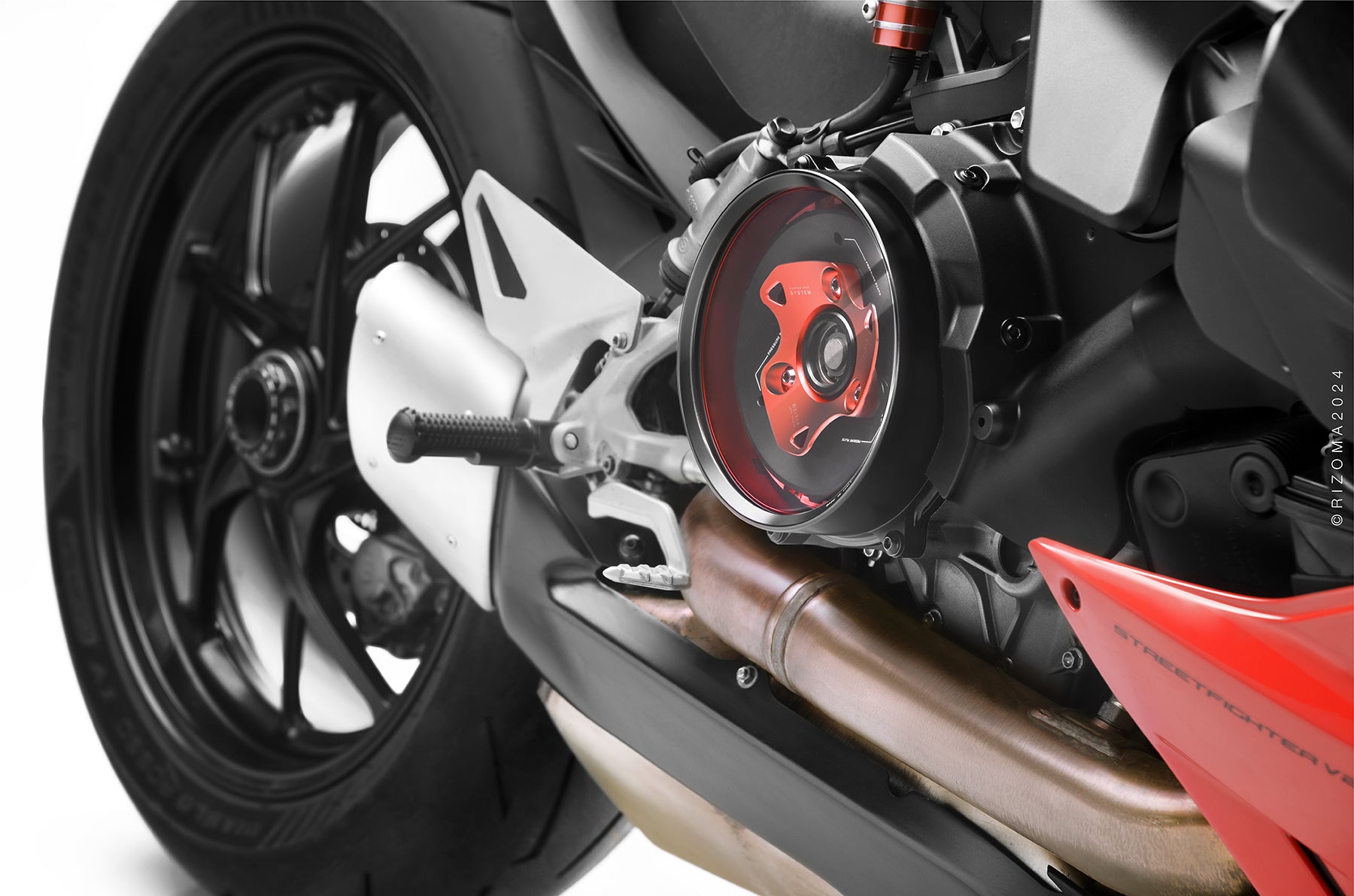 Rizoma Clear Wet Clutch Cover kit - OILQUARIUM for the Ducati Panigale V2 / 1299 / 1199 / 959 and Streetfighter V2 (and 899 too with modification)