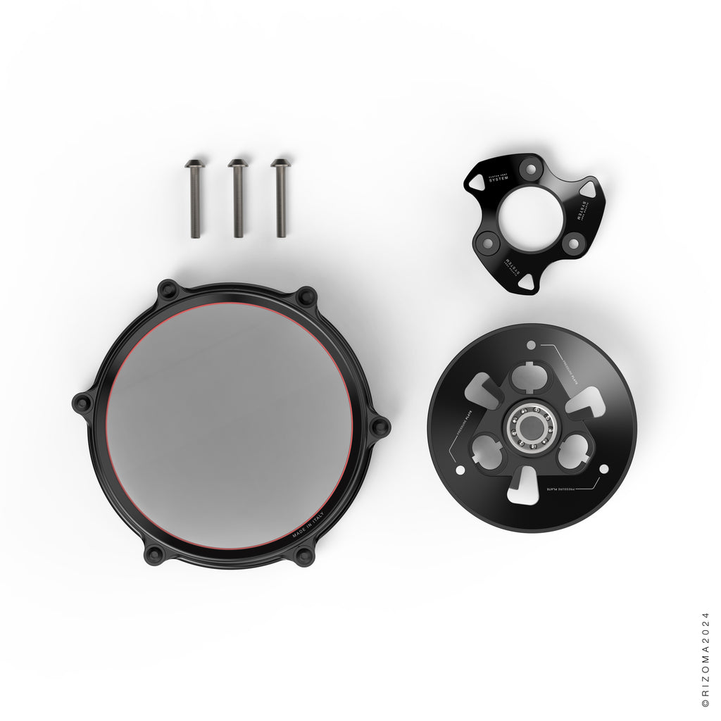 Rizoma Clear Wet Clutch Cover kit - OILQUARIUM for the Ducati Panigale V2 / 1299 / 1199 / 959 and Streetfighter V2 (and 899 too with modification)