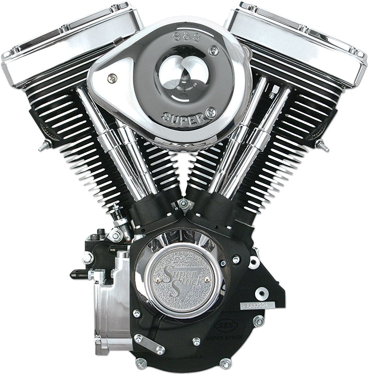 S&S CYCLE V80 Complete Assembled Engine - V80 Series Engine / Wrinkle Black / Custom Frame | Evolution Big Twin 0901-0230