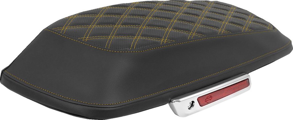 SADDLEMEN Lattice Stitched Saddlebag Lid Covers - Saddlebag Lid Covers / Lattice / Gold Stitch / FLH/FLT '14-'25 3501-2309