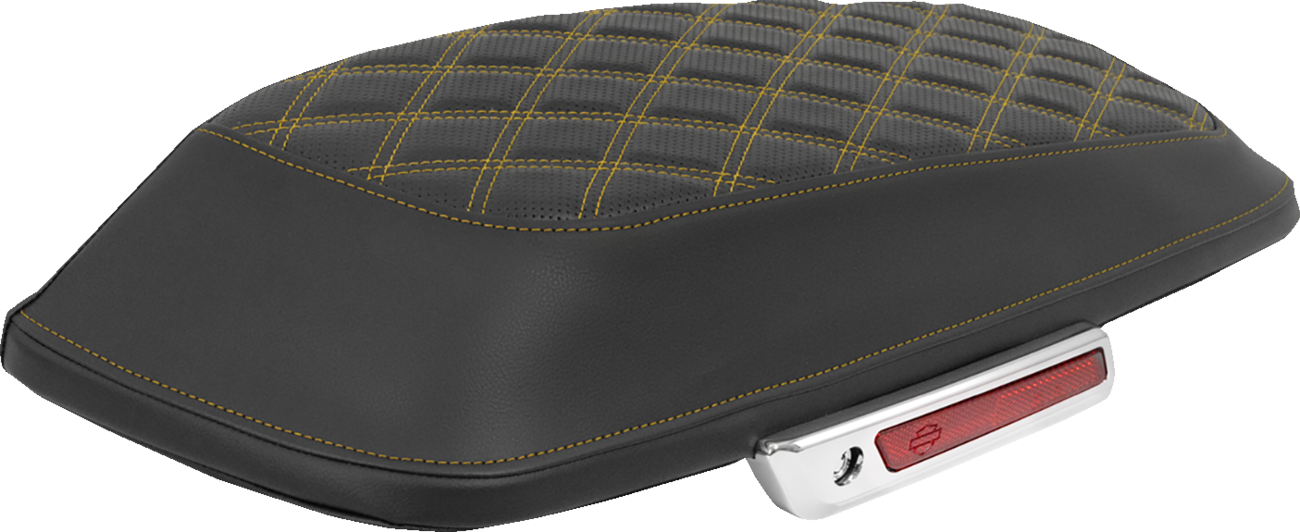 SADDLEMEN Lattice Stitched Saddlebag Lid Covers - Saddlebag Lid Covers / Lattice / Gold Stitch / FLH/FLT '14-'25 3501-2309