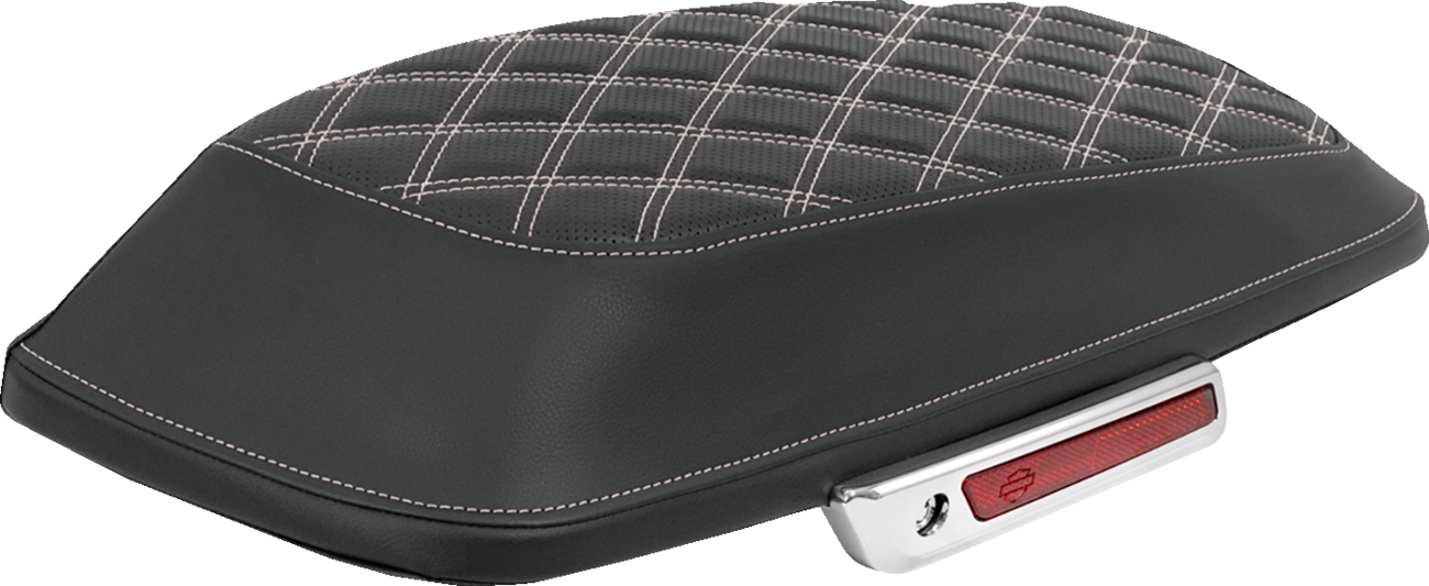 SADDLEMEN Lattice Stitched Saddlebag Lid Covers - Saddlebag Lid Covers / Lattice / White Stitch / FLH/FLT '14-'25 3501-2308
