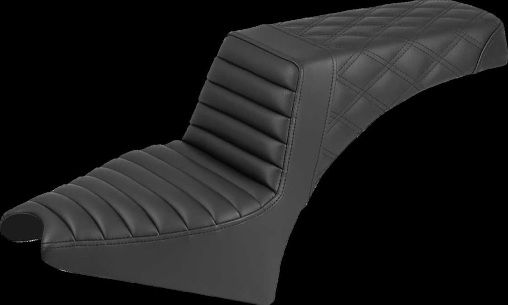 SADDLEMEN Step-Up Seat — Rear Lattice Stitch/Front Tuck-n-Roll - Step-Up Seat / Front Tuck-n-Roll/Rear Lattice Stitch / Black / Indian Scout '25 0810-2452