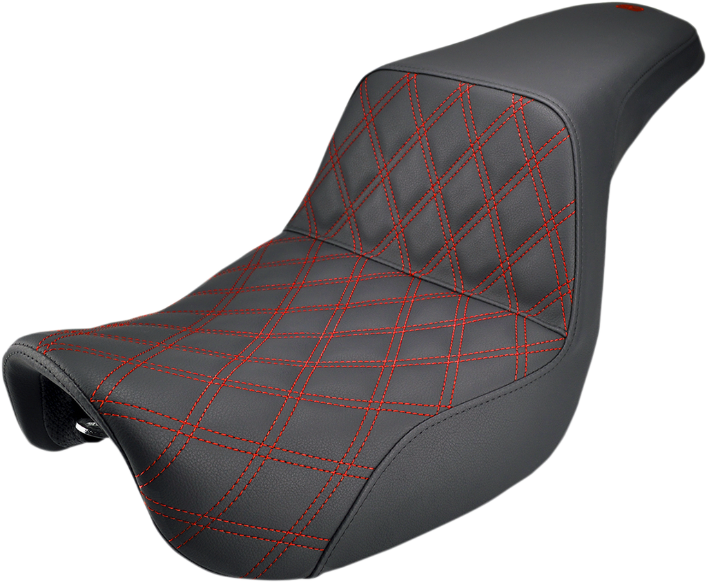 SADDLEMEN Step-Up Seat — Red Stitching/Front Lattice Stitch