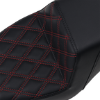 SADDLEMEN Step-Up Seat — Red Stitching/Front Lattice Stitch