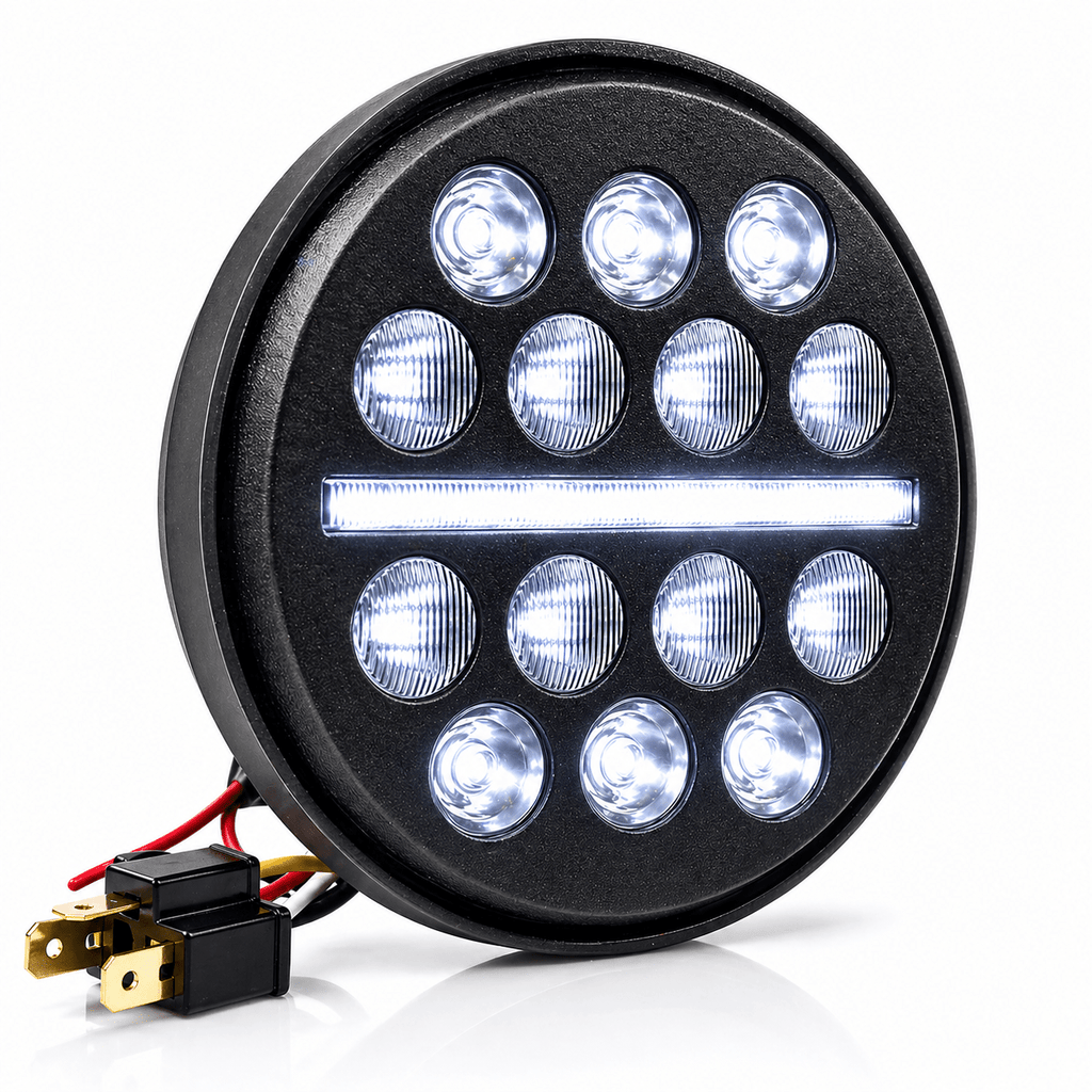 Eagle Lights 5 3/4" / 5.75" Slim Line Multi LED Projection Headlight - Black - Fits All 5 3/4" Harley-Davidson® and Indian® Headlight Buckets