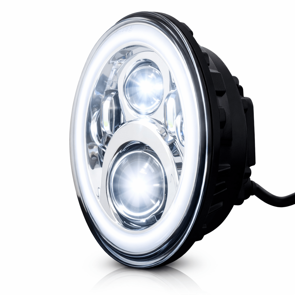 Eagle Lights 7" LED Headlight with LED Halo Ring for Harley-Davidson® and Indian® Motorcycles - Generation II / Chrome Kit