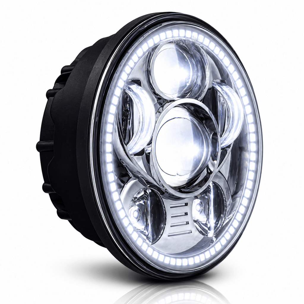 Eagle Lights 5 3/4" LED Headlight Kit with Halo Ring for Harley-Davidson® and Indian® Motorcycles - Generation III / Chrome