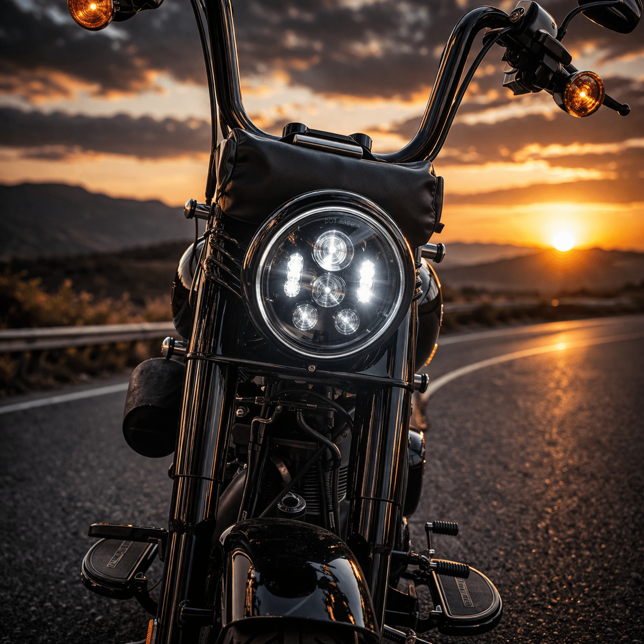 Eagle Lights 7" LED Headlight Kit for Harley Davidson and Indian Motorcycles - Generation III / Black