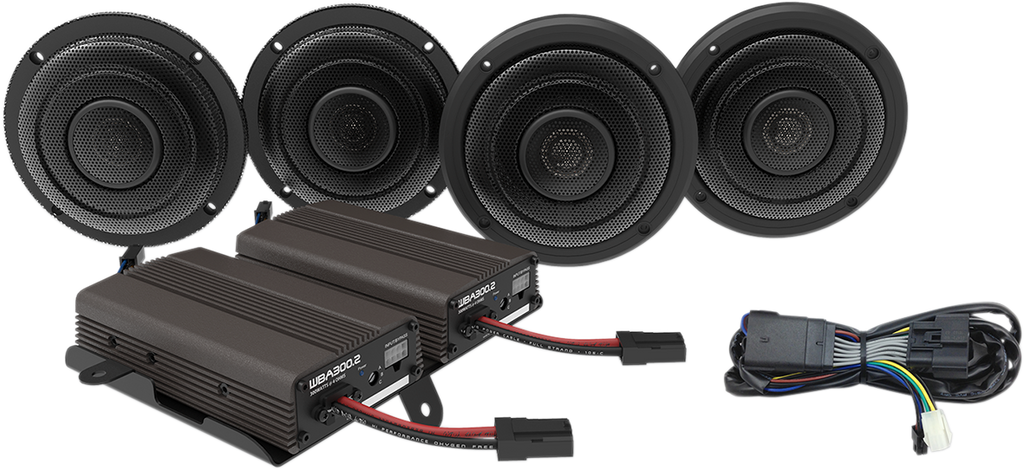 WILD BOAR AUDIO Front & Rear Speaker Kit with 600 W Amp — Complete Kit - Front/Rear Speaker Kit with Amp 4405-0499