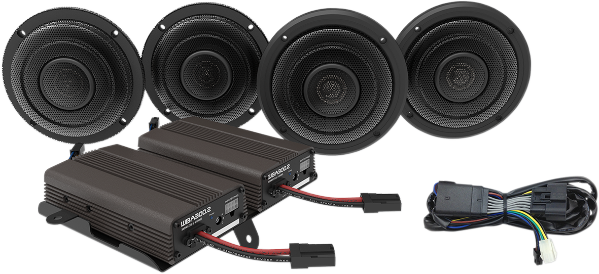 WILD BOAR AUDIO Front & Rear Speaker Kit with 600 W Amp — Complete Kit - Front/Rear Speaker Kit with Amp 4405-0499