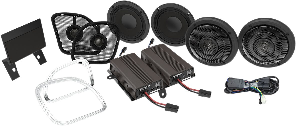 WILD BOAR AUDIO Front & Rear Speaker Kit with 600 W Amp — Complete Kit - Front/Rear Speaker Kit with Amp 4405-0499