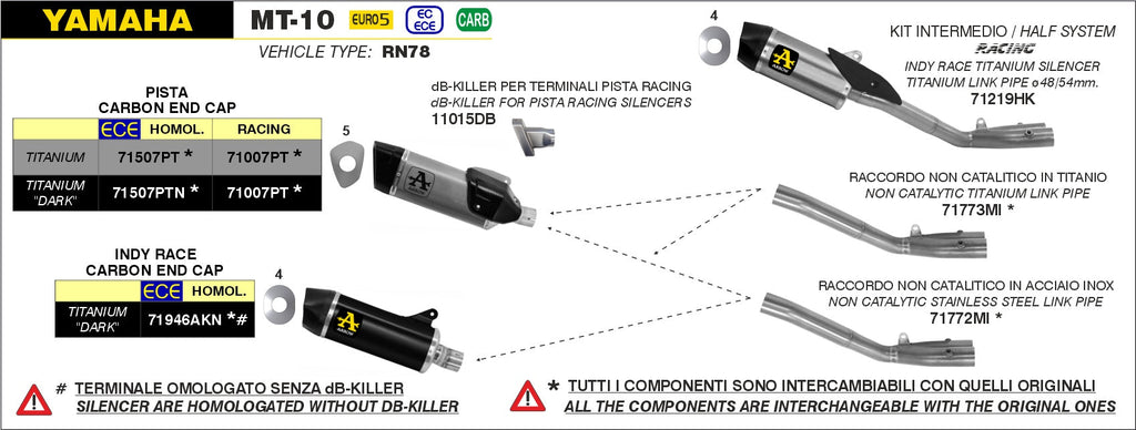Arrow Db Killer Arrow Pista Ø42mm Yamaha Mt-10 (22-23) 11015db